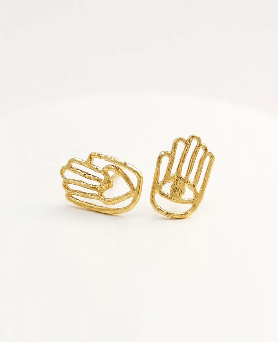 Elise Tsikis Mano boucles d’oreilles main dorée 1,5 cm