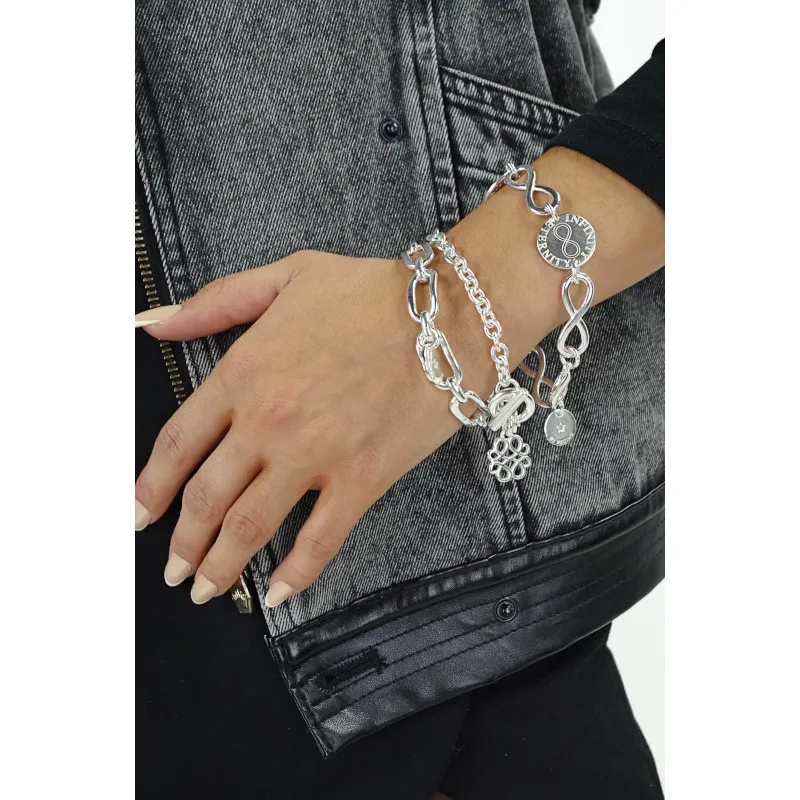 Secret de Cuir N°1416 chaîne bracelet argent plaqué 17,75 cm