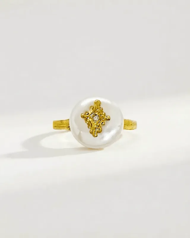 Elise Tsikis Ismène bague perle ajustable