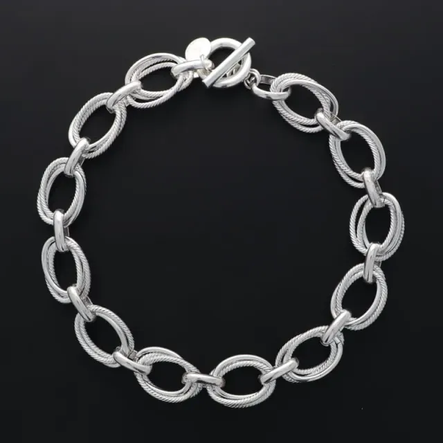 Secret de Cuir N°1732 collier 3 ovales argenté