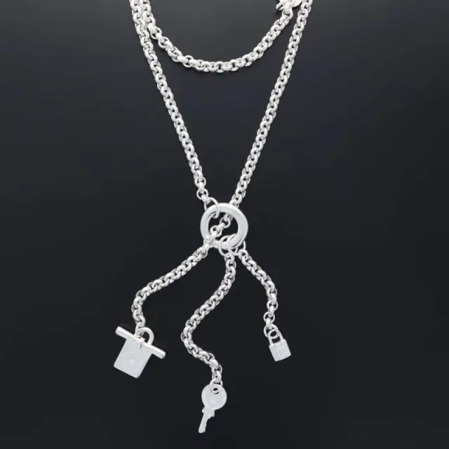 Secret de Cuir N°1223 sautoir coulissant cadenas plaqué