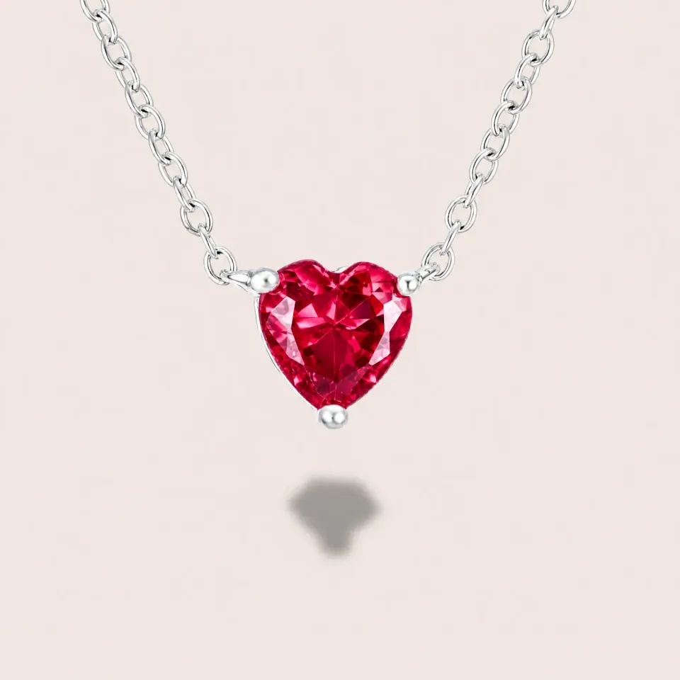 Ultima Edizione cœur 6 mm collier pendentif rouge rubis