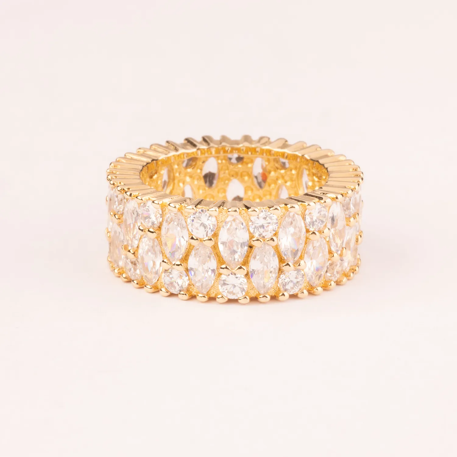 Ultima Edizione Fascia Marquise bague large zircons blancs