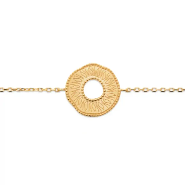 Oriana France bracelet anneau plaqué or gravé solaire
