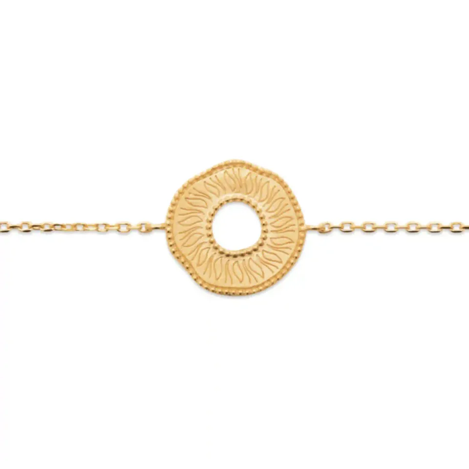 Oriana France bracelet anneau plaqué or gravé solaire