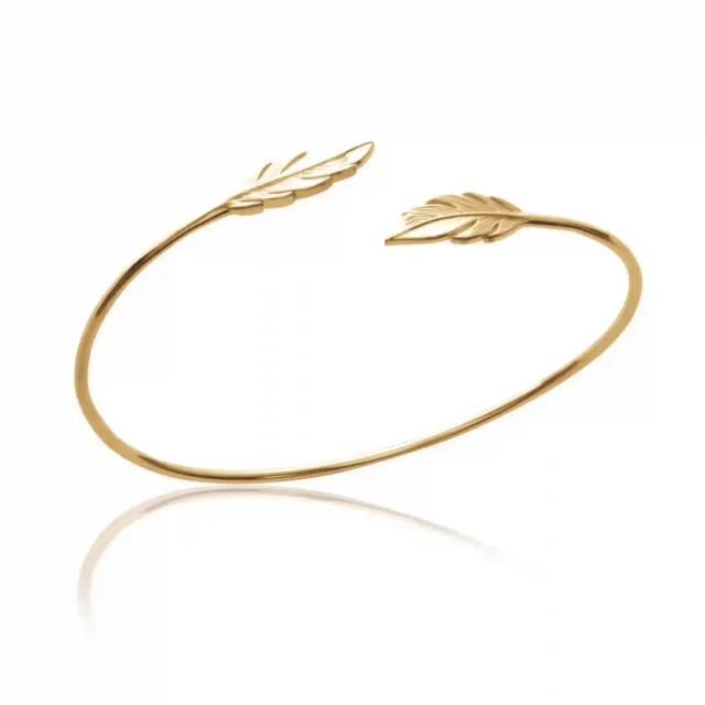 Oriana France bracelet jonc plume plaqué or ouvert
