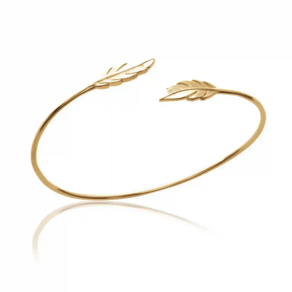 Oriana France bracelet jonc plume plaqué or ouvert