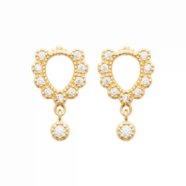 Oriana France clous plaqué or pendantes zirconium perle