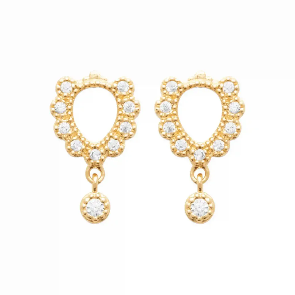 Oriana France clous plaqué or pendantes zirconium perle