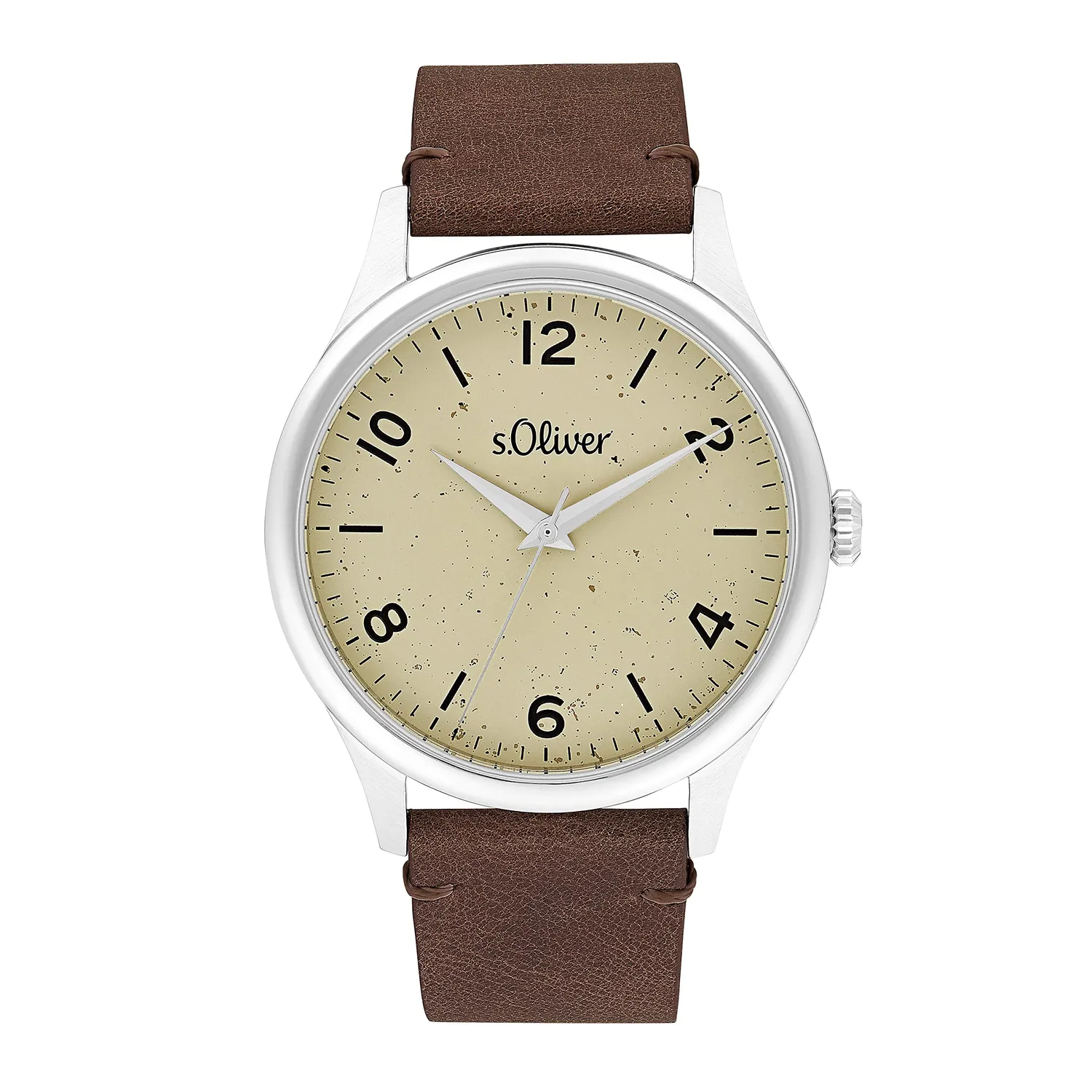 s.Oliver Montre homme argenté cadran beige quartz poli