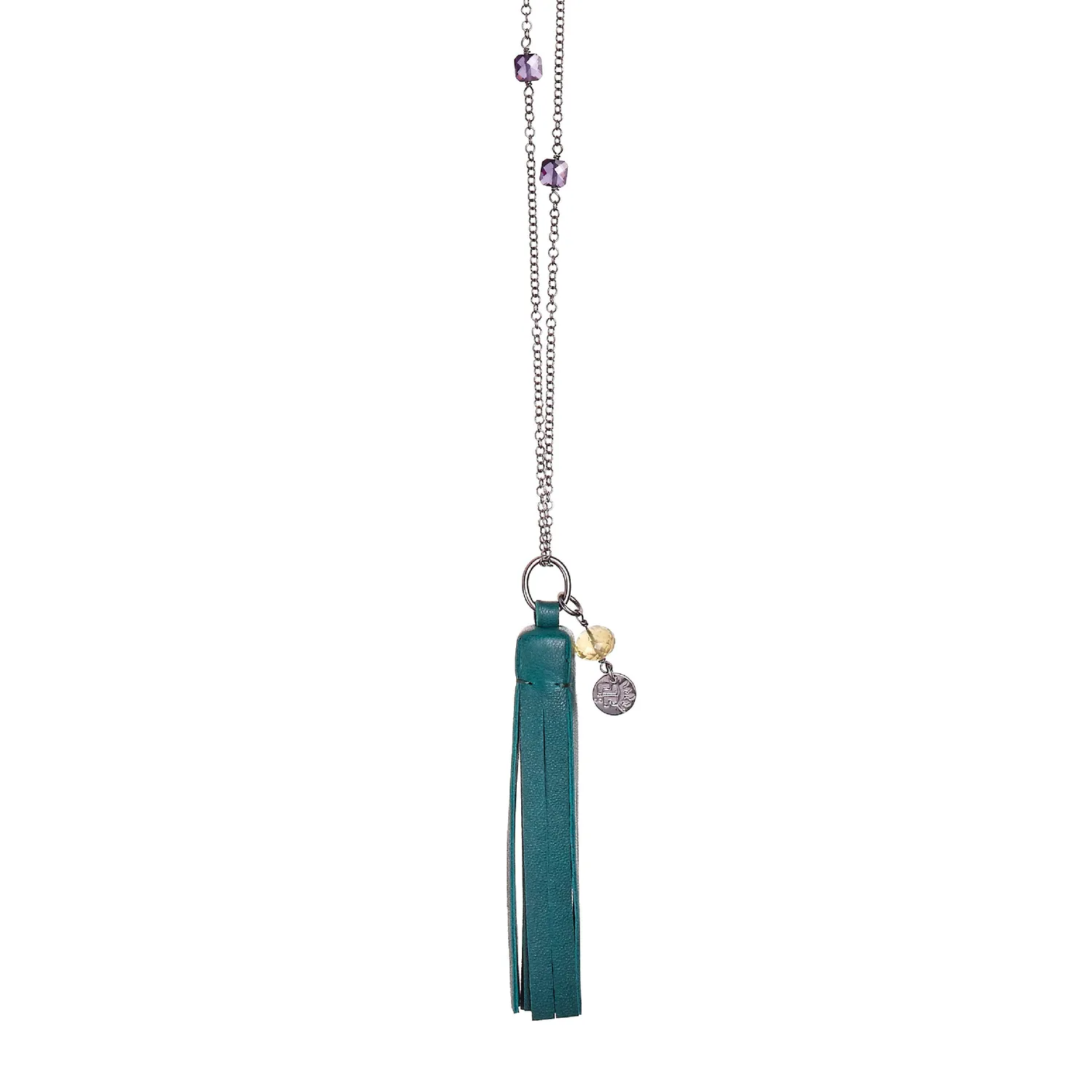 Lorella Tamberi Canal Tassel Square collier cuir vert