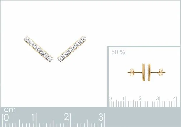 Oriana France boucles d'oreilles barre zircon plaqué or grimpantes