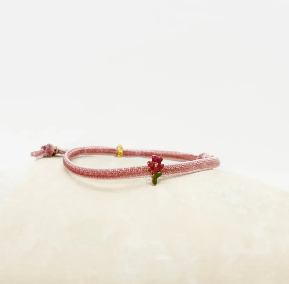 Elise Tsikis Sauge bracelet enfant velours rose