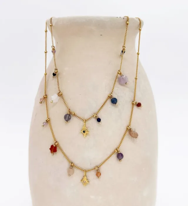 Elise Tsikis Talisma collier doré étoiles 36 cm