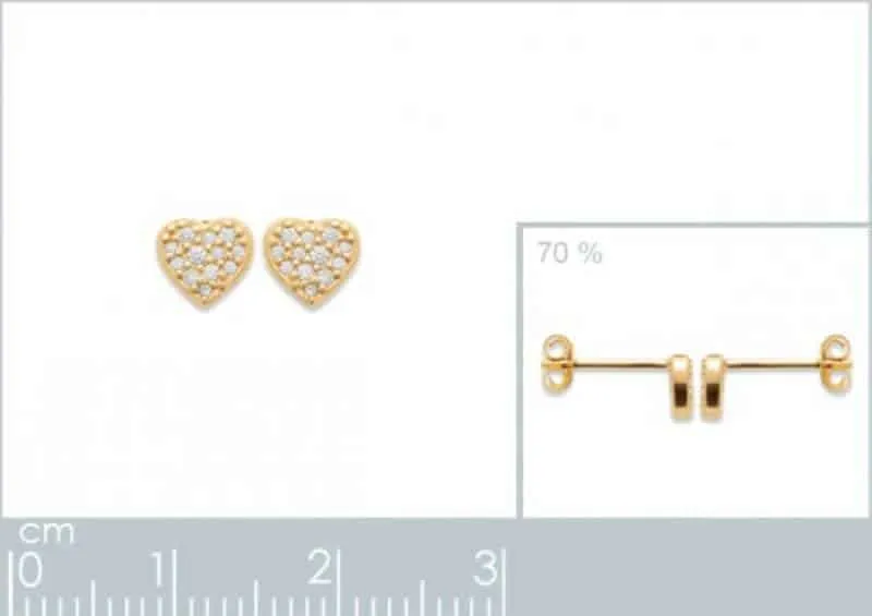 Oriana France clous cœur zircones boucles d’oreilles doré