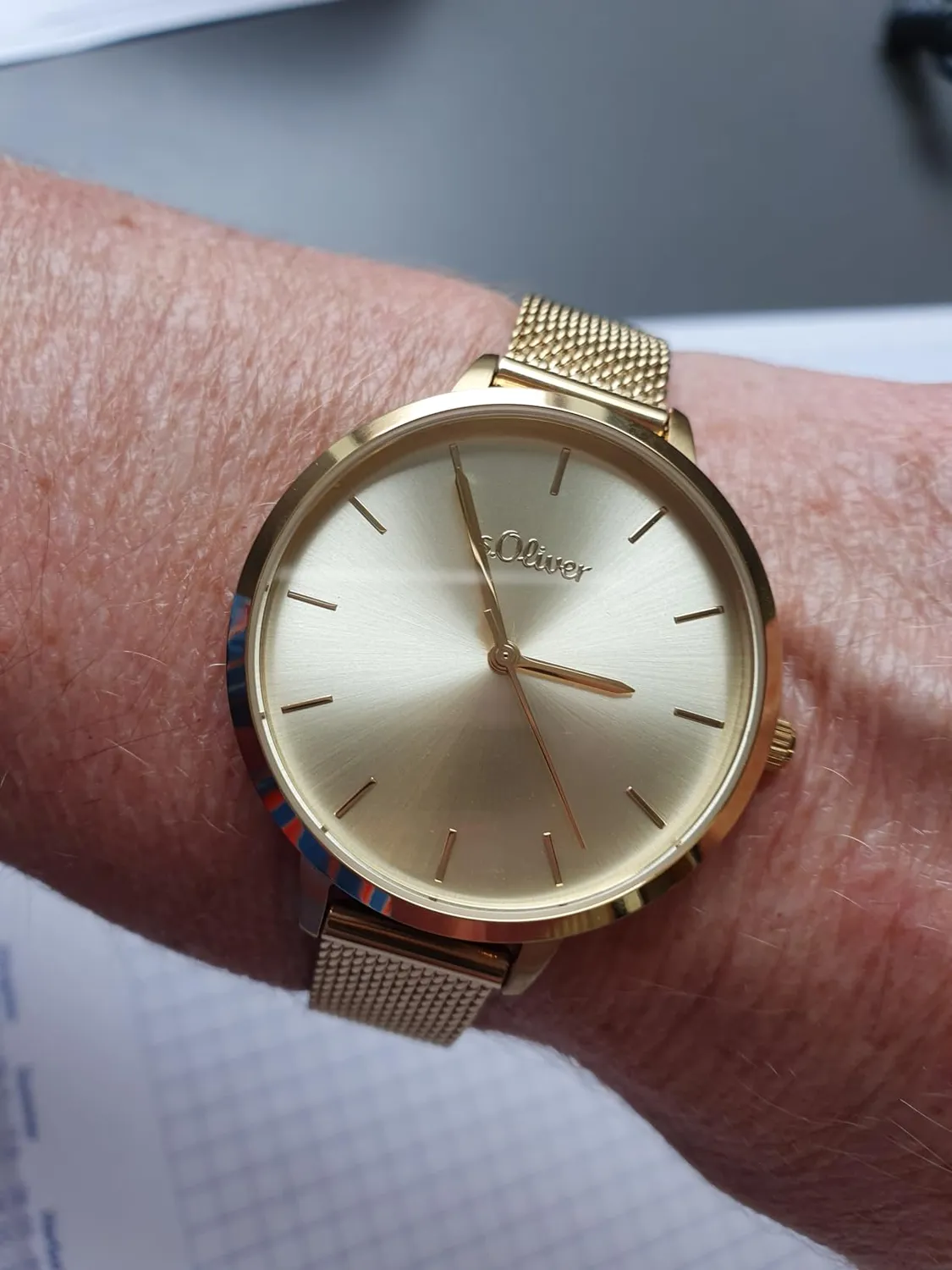s.Oliver montre femme milanaise dorée
