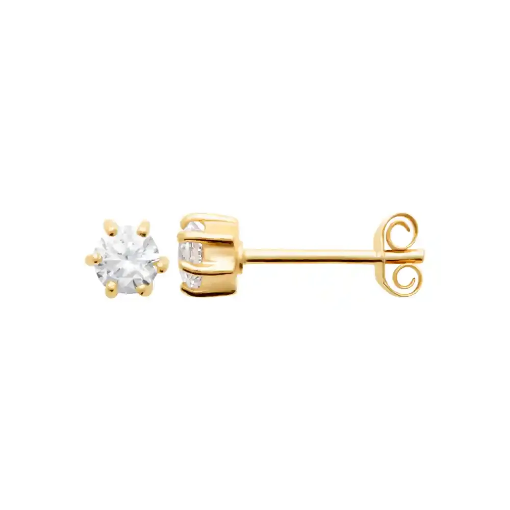 Oriana France puces zircon plaqué or solitaire argenté doré