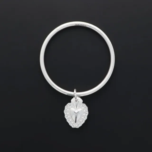 Secret de Cuir N°1330 jonc ex-voto cœur plaqué argent