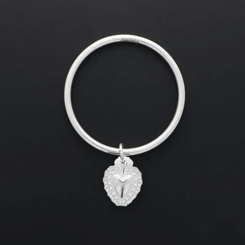 Secret de Cuir N°1330 jonc ex-voto cœur plaqué argent