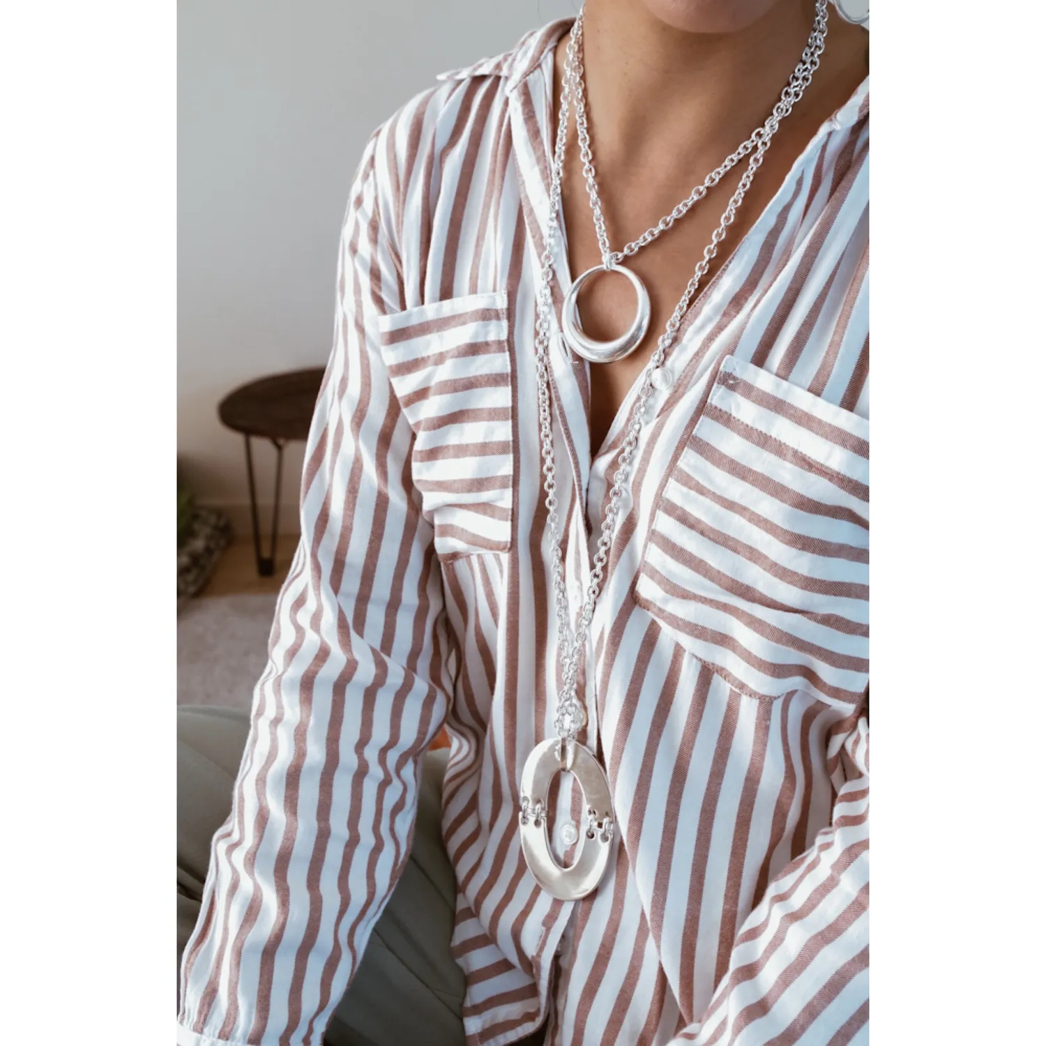 Secret de Cuir N°1355 collier lune croissant argenté