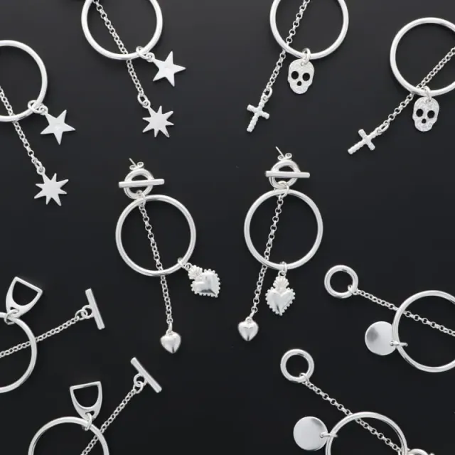 Secret de Cuir N°926 chaîne boucles d’oreilles argent 8 cm