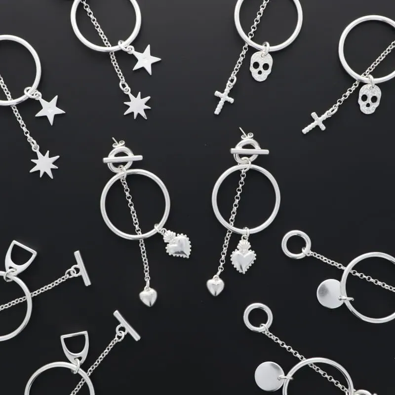 Secret de Cuir N°926 chaîne boucles d’oreilles argent 8 cm