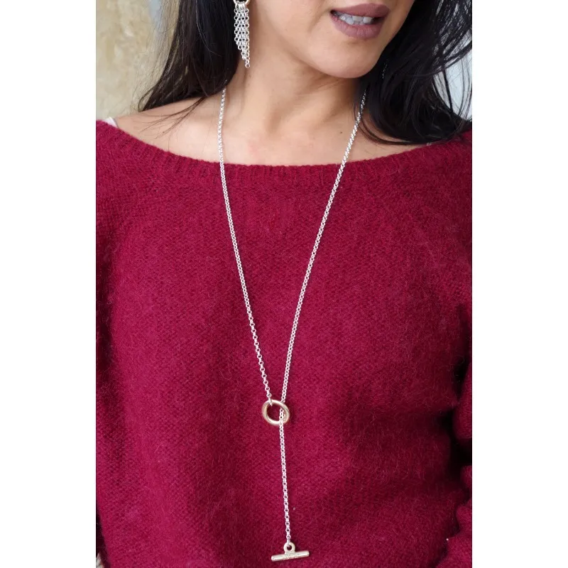 Secret de Cuir N°1636 collier 78 bicolore argent doré