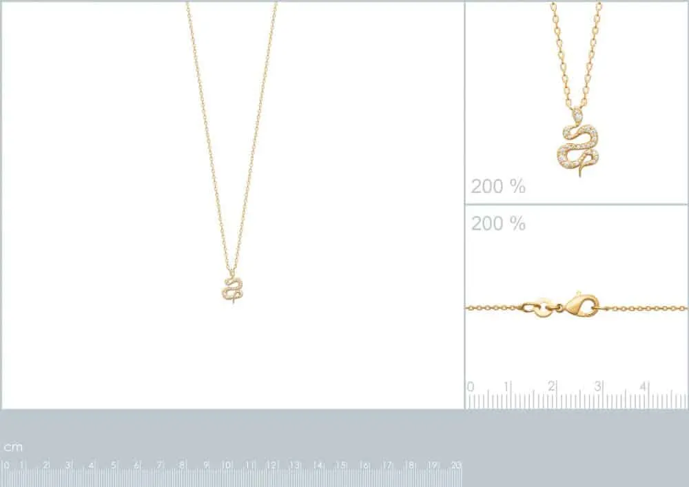 Oriana France serpent collier plaqué or oxydes blancs