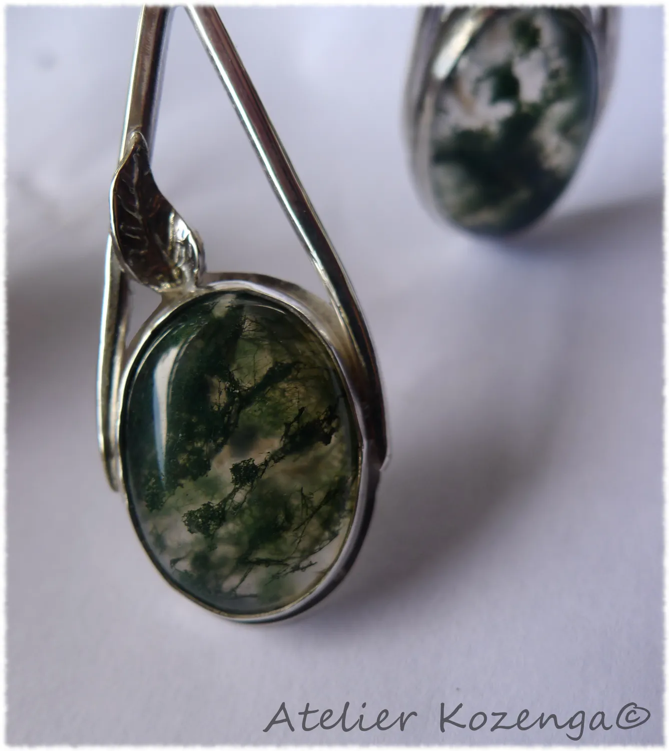 L'Atelier Kozenga Agates mousse boucles d'oreilles argent