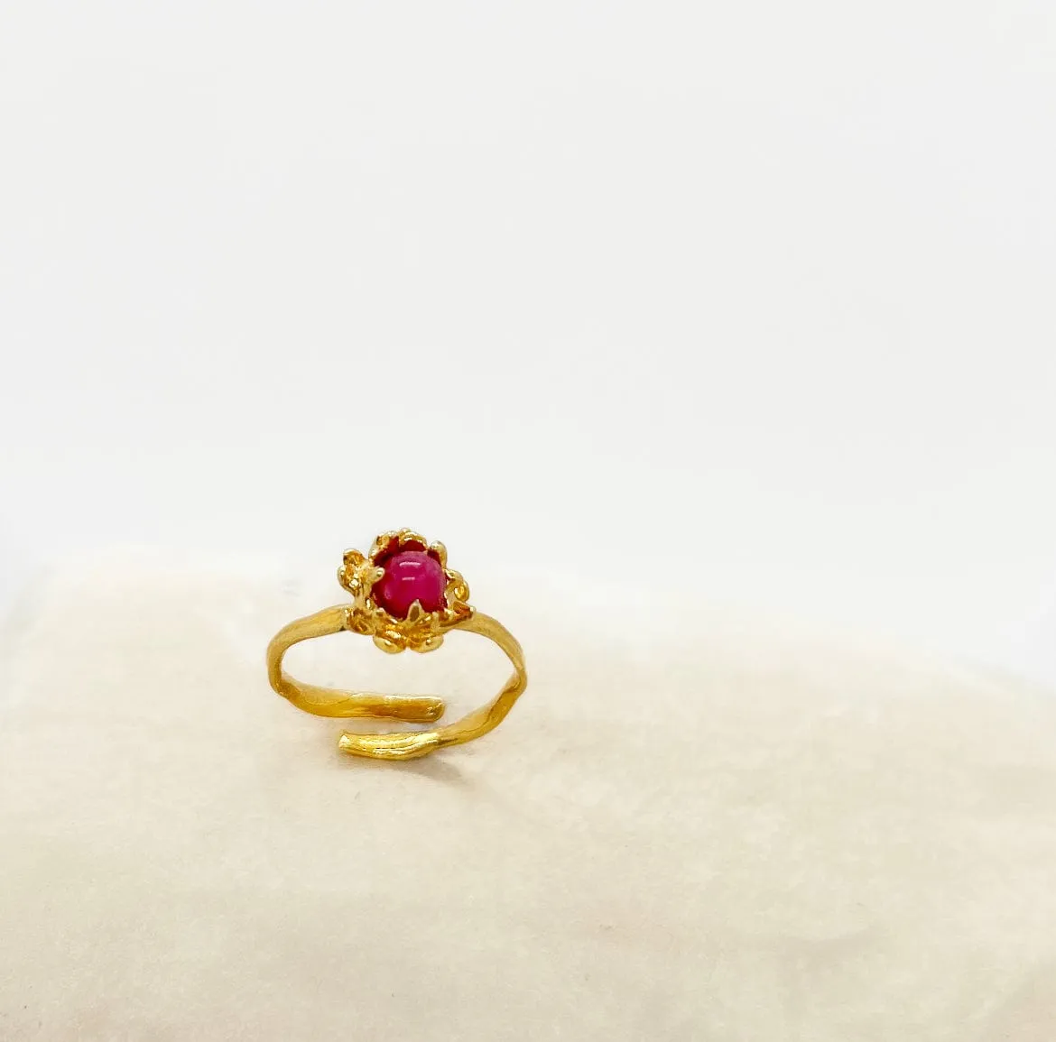 Elise Tsikis Fleur Grenadine Grenadi bague orange ajustable