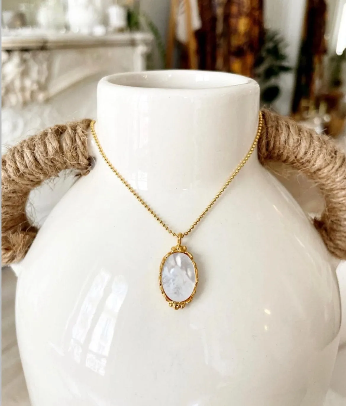 Elise Tsikis Despina collier perlé turquoise doré