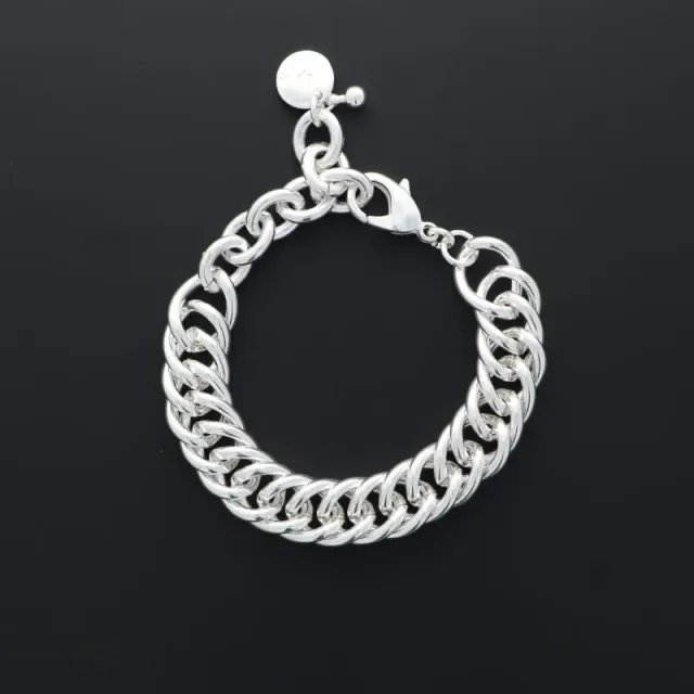 Secret de Cuir N°1533 bracelet maille américaine argenté