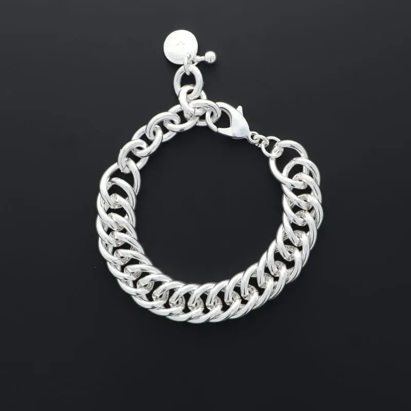 Secret de Cuir N°1533 bracelet maille américaine argenté