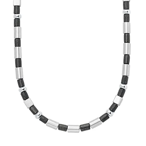 s.Oliver collier homme acier noir bicolore