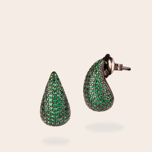 Ultima Edizione goutte pavé émeraude boucles vertes