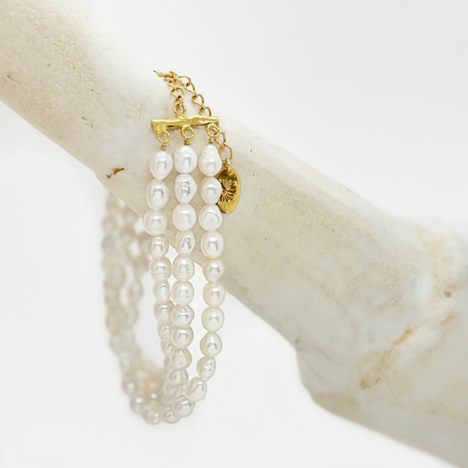 Elise Tsikis Elanci bracelet perles 3 rangs 17,5 cm