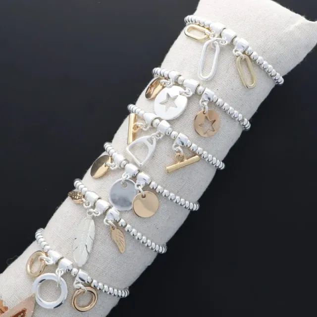 Secret de Cuir N°1615 pack X6 815 bracelets perles bicolore