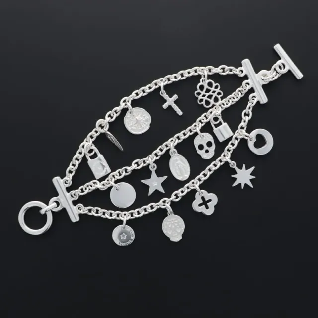 Secret de Cuir N°1021 bracelet 3 chaînes argenté 18 cm