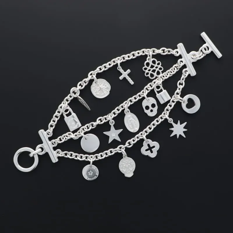 Secret de Cuir N°1021 bracelet 3 chaînes argenté 18 cm