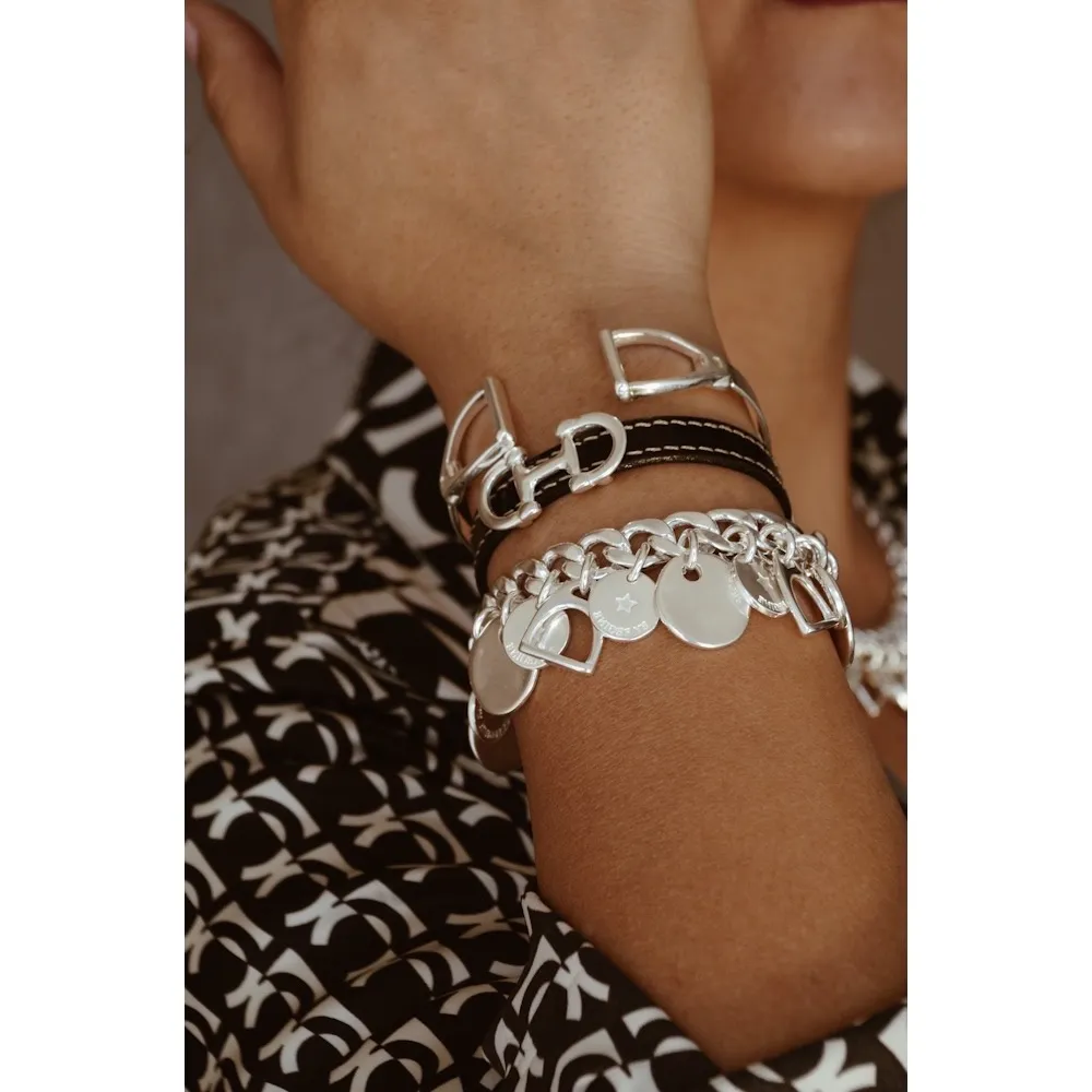 Secret de Cuir N°1130 bracelet cuir double mors argent