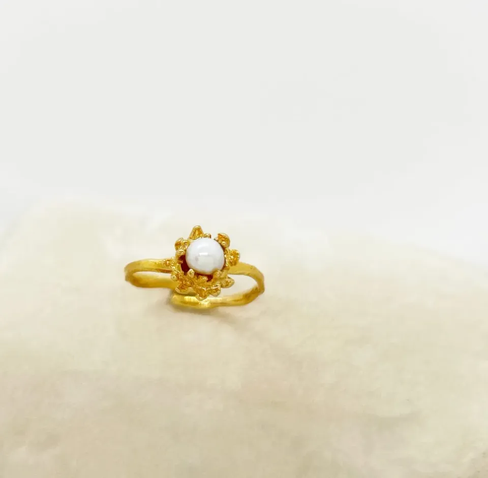 Elise Tsikis Fleur Grenadine Grenadi bague orange ajustable