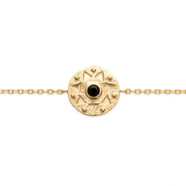 Oriana France Étoile Onyx bracelet plaqué or pierre noire
