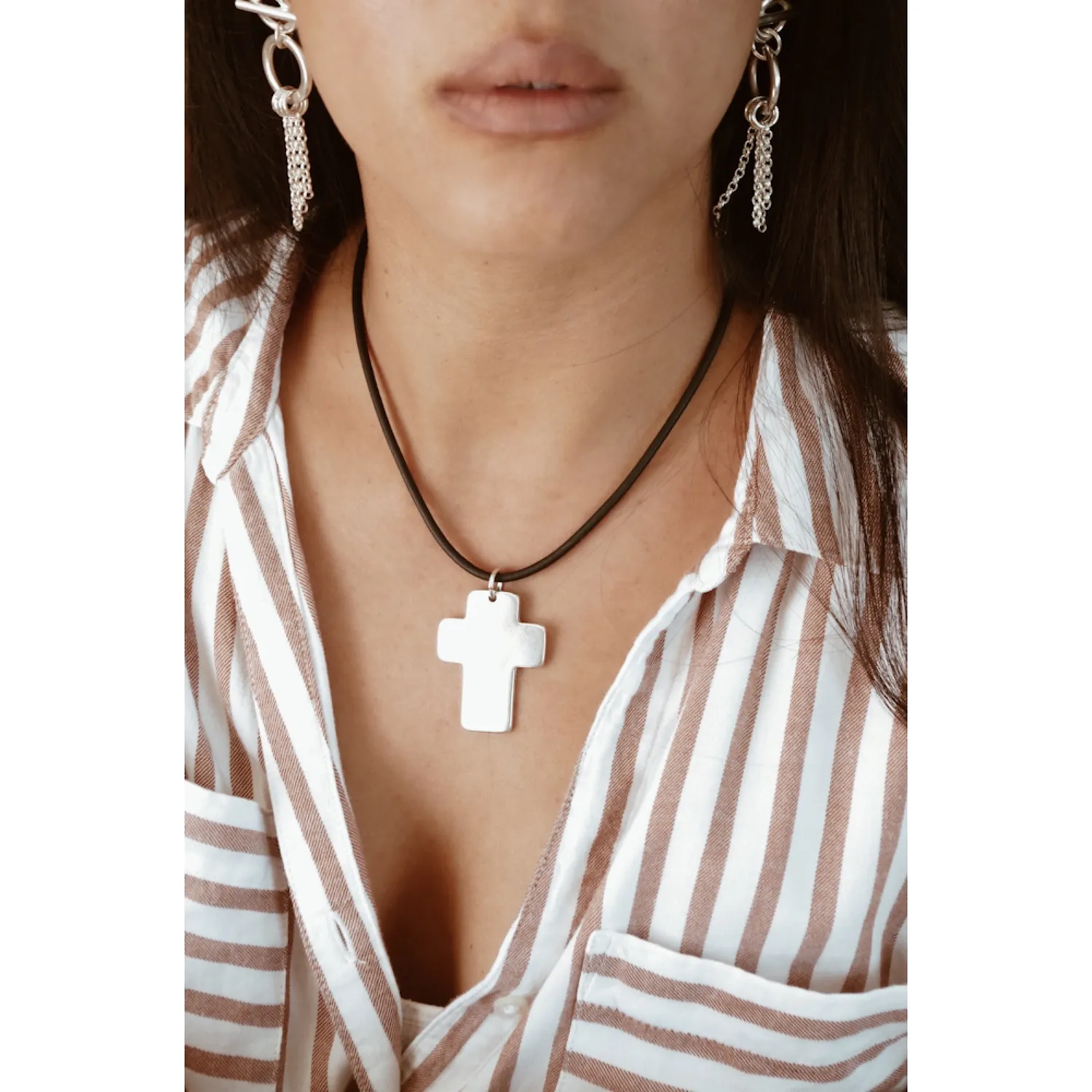 Secret de Cuir N°1352 ras de cou cuir pendentif argent