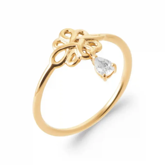 Oriana France Fleur bague plaqué or breloque diamant