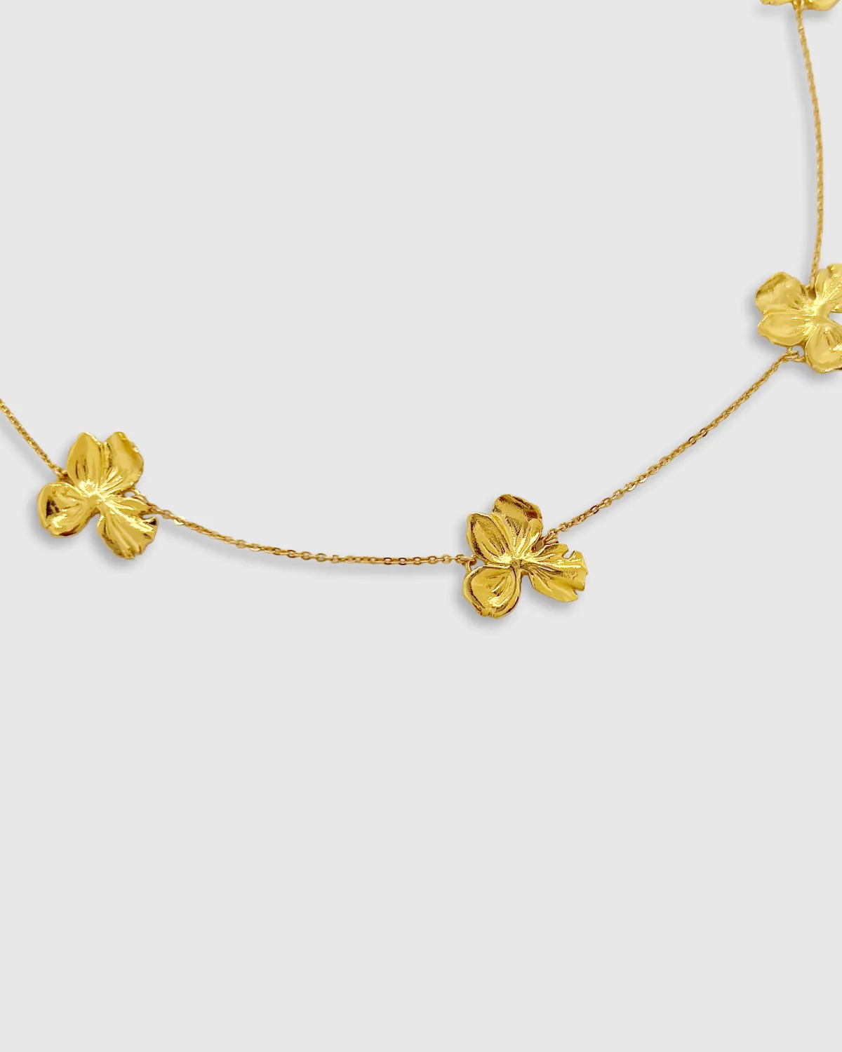 Elise Tsikis Gonia collier fleur doré 40 cm