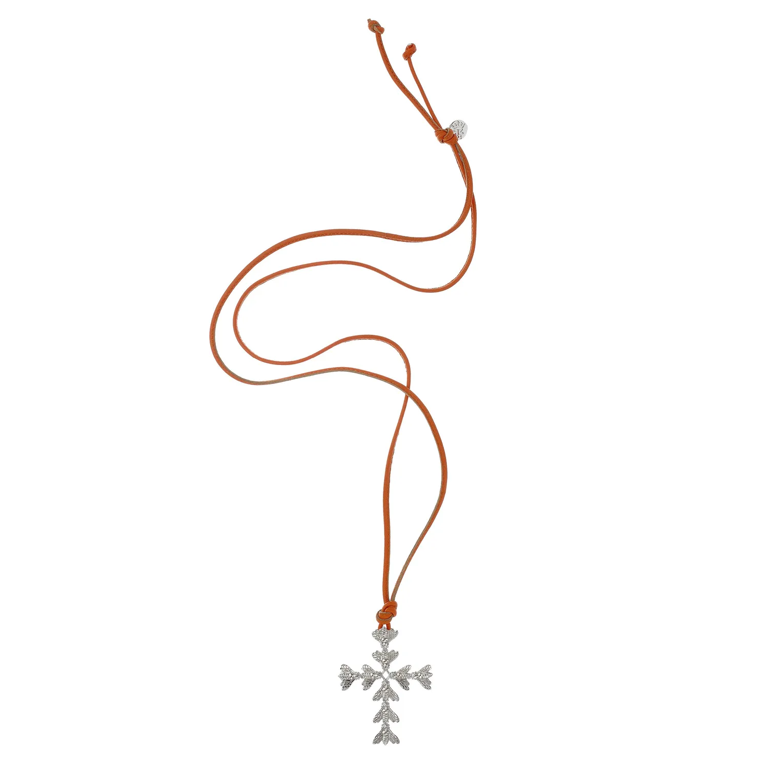 Lorella Tamberi Bee Queen collier cuir orange croix