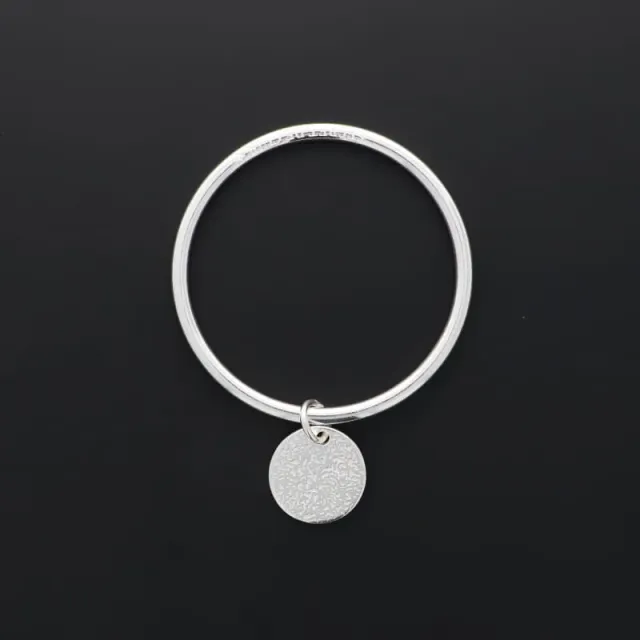 Secret de Cuir N°1521 jonc pastille nervurée plaqué argent