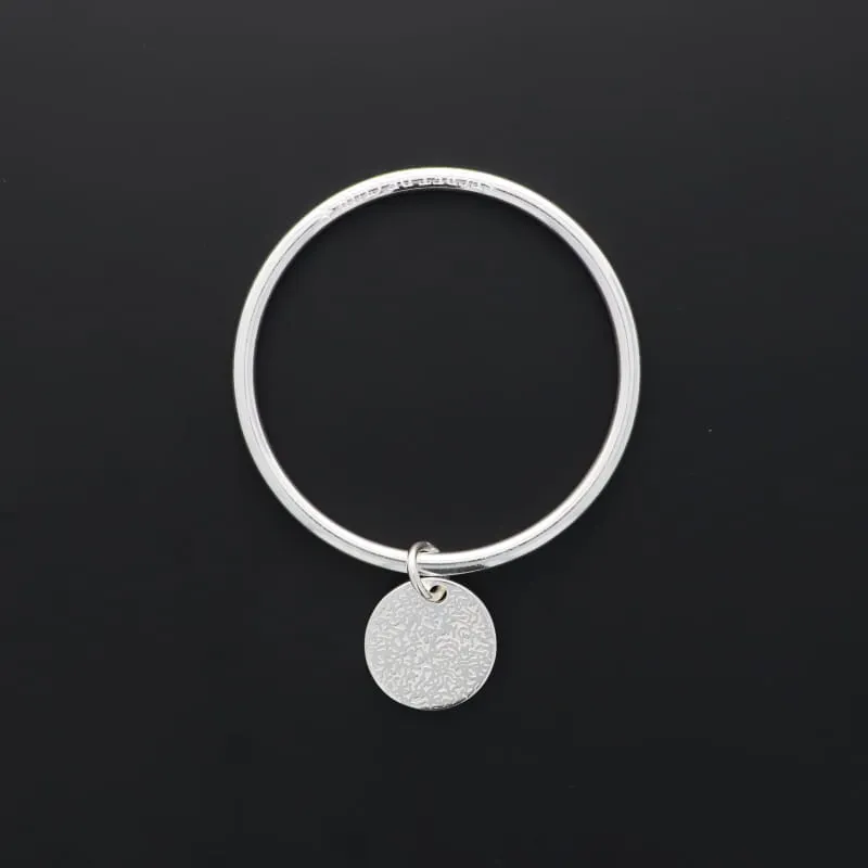 Secret de Cuir N°1521 jonc pastille nervurée plaqué argent