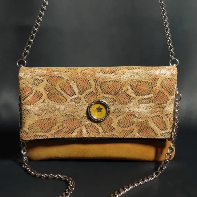 Secret de Cuir pochette orange serpent cuir