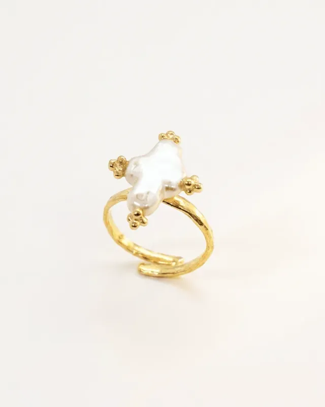 Elise Tsikis Nimasis bague ajustable perle croix